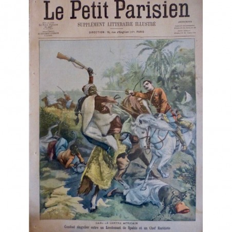 1902 PP AFRIQUE CENTRALE COMBAT SPAHIS CHEF RABHISTE EPEE CHEVAL