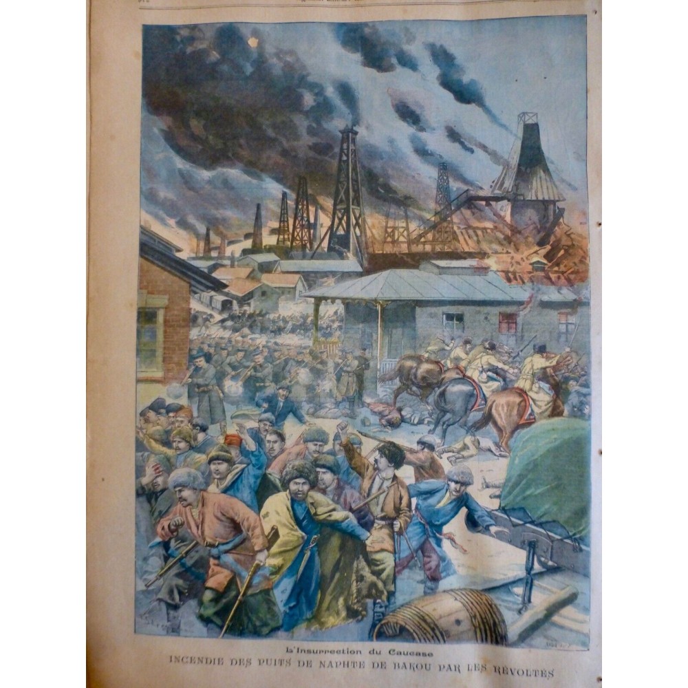 1905 PP CAUCASE INSURRECTION INCENDIE PUITS NAPHTE BAKOU REVOLTÉS