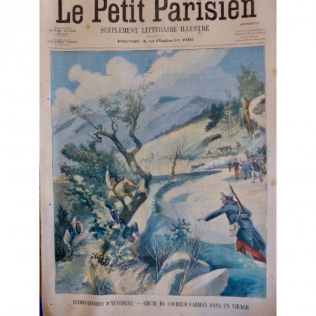 1905 PP COURSE AUTOMOBILE AUVERGNE COUREUR PILOTE FARMAN ELIMINATOIRE VIRAGE