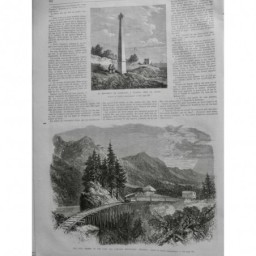 1867 UI OREGON VIADUC CHEMIN FER CASCADE MOUNTAINS PASSAGE TRAIN MONTAGNE FORET