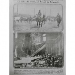 1915 E SERBIE SSALLE TRÔNE KONAK BELGRADE PALAIS ROYAL BOMBARDEMENT