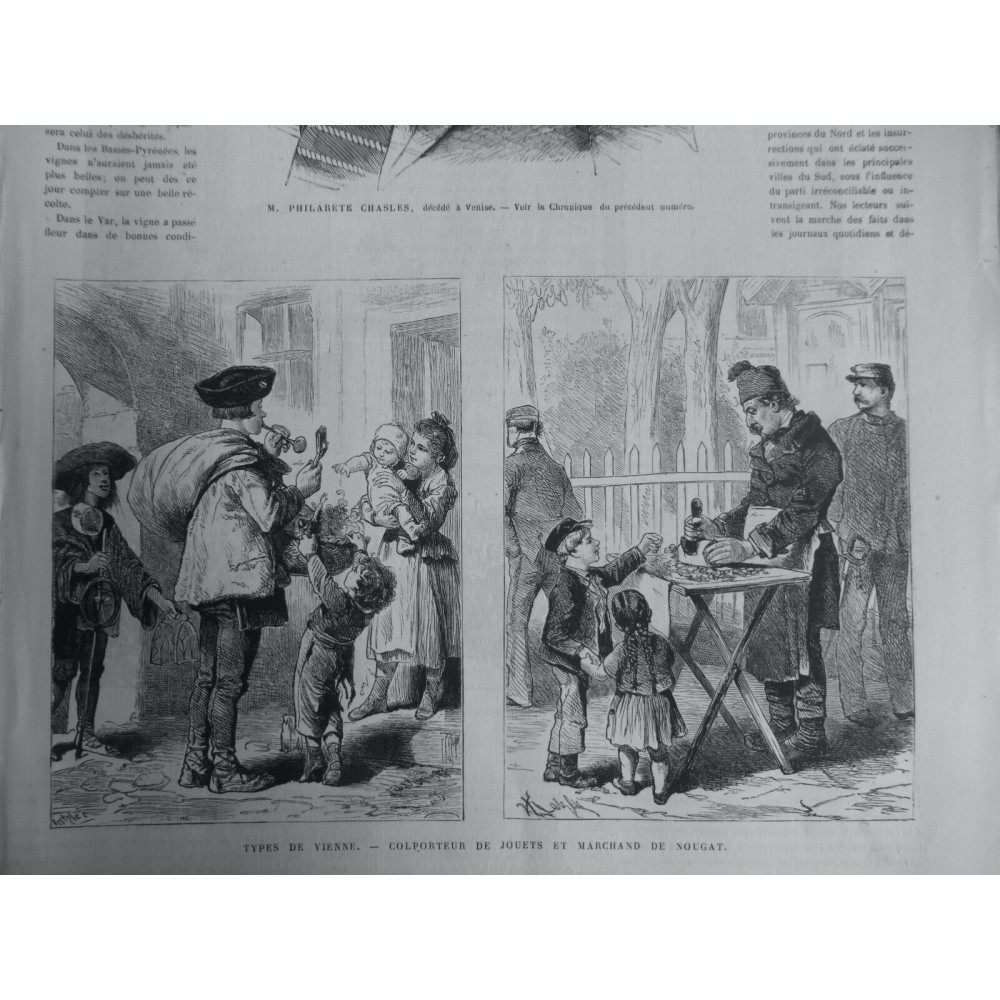 1873 UI ENFANTS VIENNE COLPORTEUR JOUETS MARCHAND NOUGAT