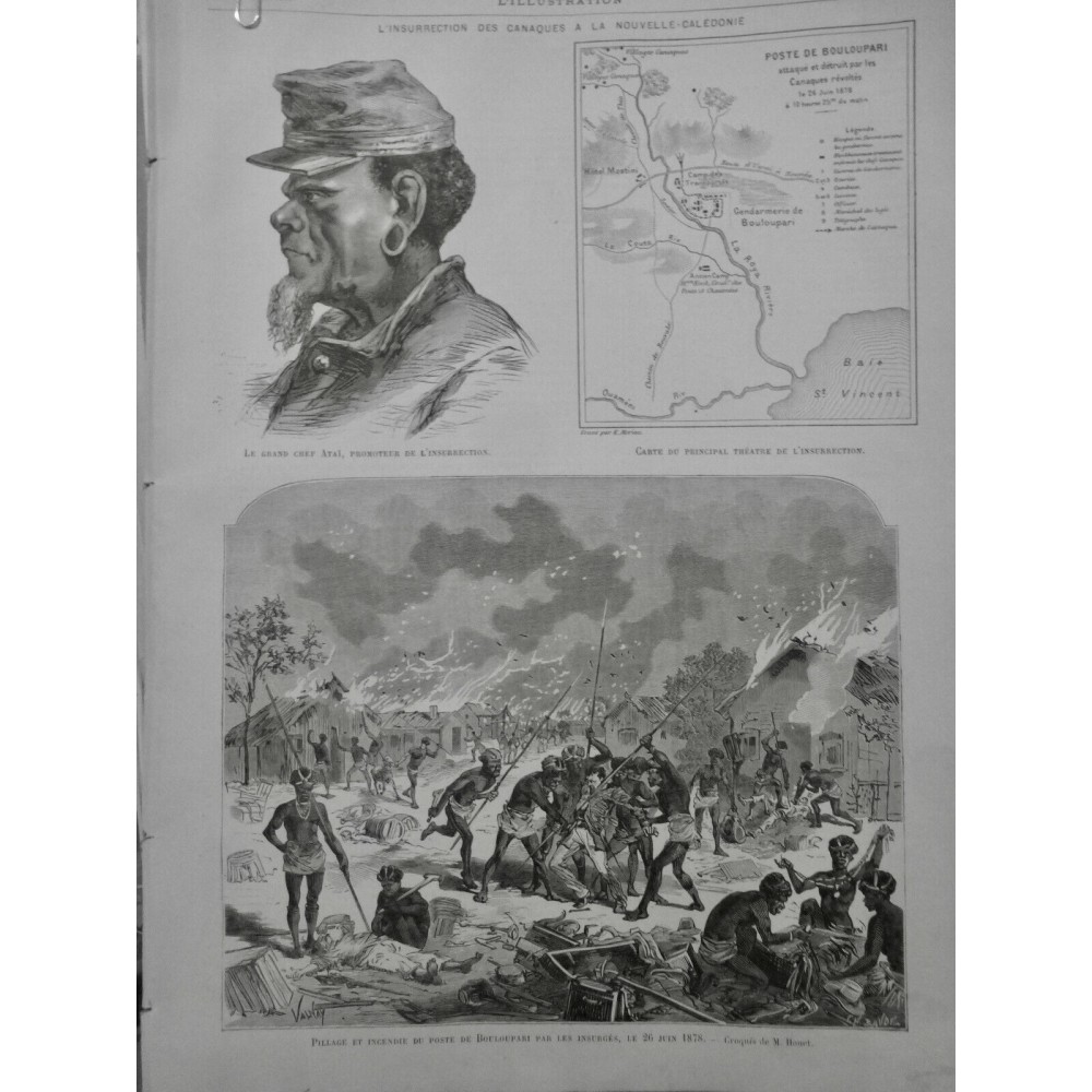 1871 1872 NOUVELLE CALEDONIE LA COMMUNE DEPORTÉ PILLAGE CHEF CAHOUA 6 JOURNAUX