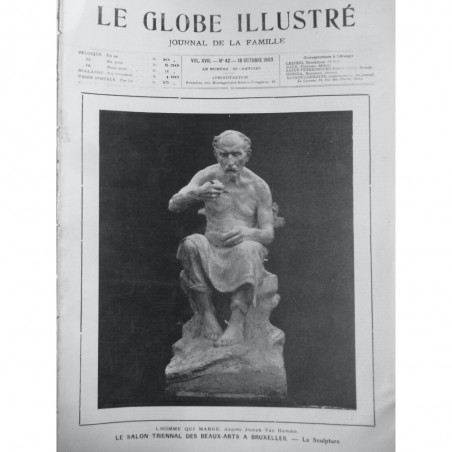 1903 GI SCULPTURE HOMME QUI MANGE JOSPH VAN HAMME SALON BEAUX ARTS BRUXELLES