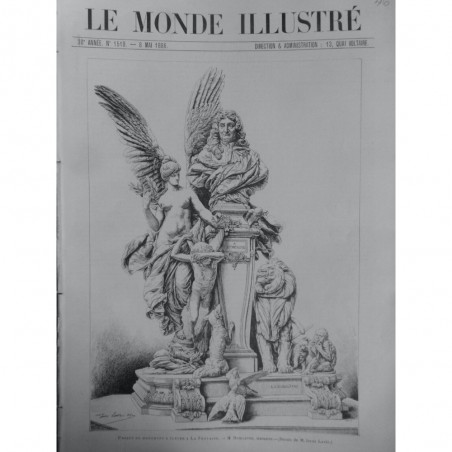 1886 MI SCULPTURE PROJET MONUMENT ELEVE LA FONTAINE STATUAIRE M. DUMILATRE