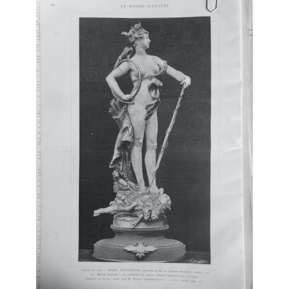 1887 MI SCULPTURE DIANE VICTORIEUSE DERNIERE OEUVRE CARRIER BELLEUSE