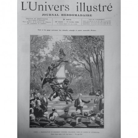 1890 UI SCULPTURE INAUGURATION MONUMENT EUGENE DELACROIX JARDIN LUXEMBOURG