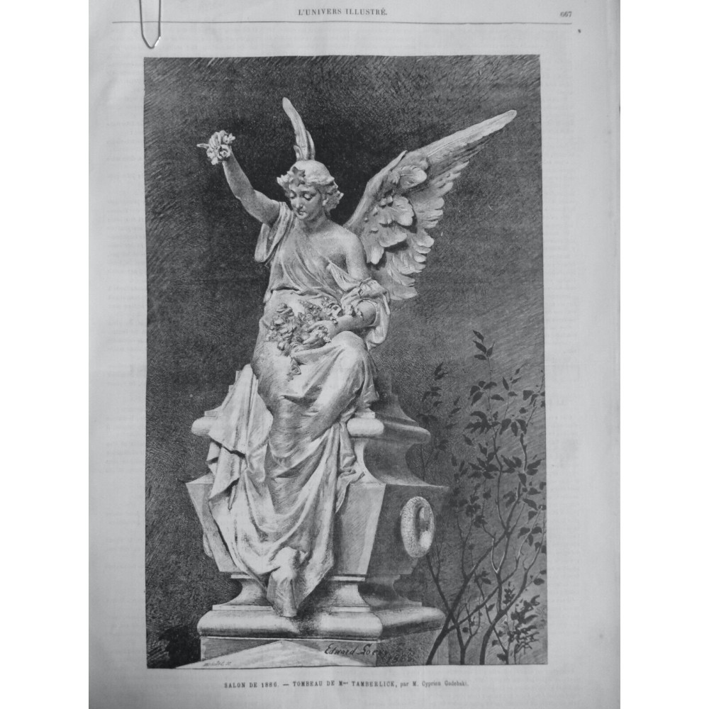 1886 UI SCULPTURE TOMBEAU MME TAMBERLICK OEUVRE CYPRIEN GODEBSKI