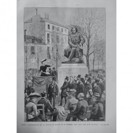 1889 UI SCULPTURE TOURS INAUGURATION STATUE BALZAC DESSIN M. PAUL DESTEZ