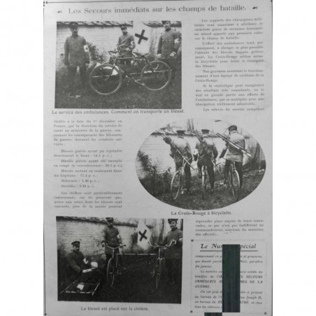 1914 I CROIX ROUGE BICYCLETTE AMBULANCE TRANSPORT CIVIERE SECOURS CHAMP BATAILLE