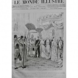 1886 MI PORTUGAL DUC DE BRAGANCE PRINCE HERITIER COURONNE MARIAGE 2 JOURNAUX