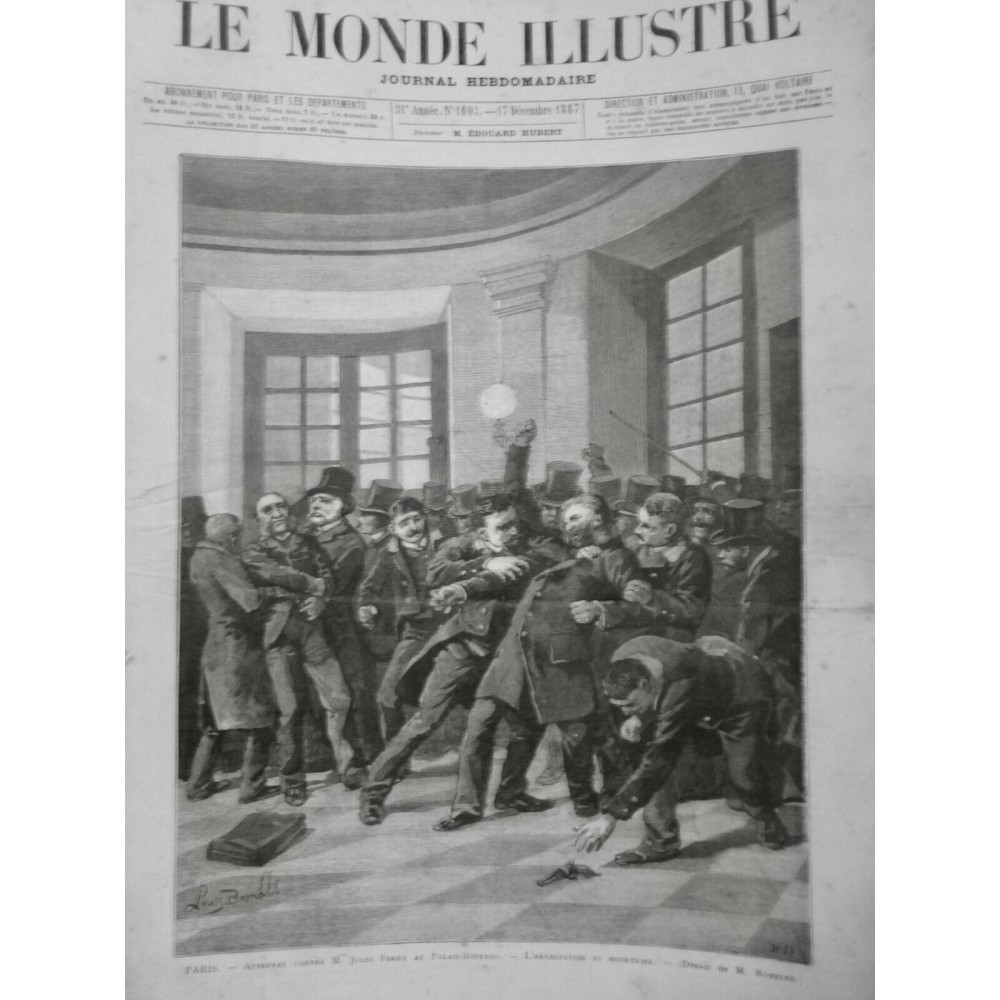 1887 MI PARIS ATTENTAT JULES FERRY PALAIS BOURBON ARRESTATION MEURTRIER