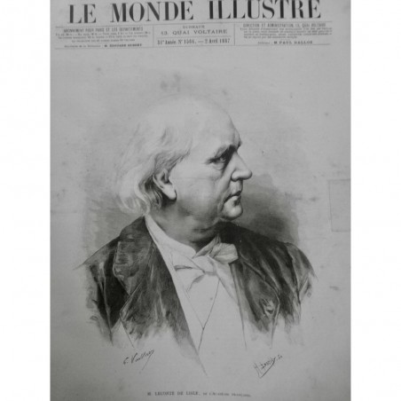 1887 MI LECONTE LISLE ACADEMIE FRANCAISE PORTRAIT BIOGRAPHIE