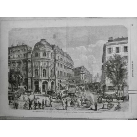 1868 MI PARIS EMBELLISSEMENT NOUVEAU THEATRE BAUDEVILLE BLD ITALIEN CHAUSSEE