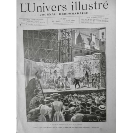 1894 UI PARIS FÊTE DES FOUS ET DE L'ANE THEATRE MYSTERE SPECTACLE DESSIN DESTEZ