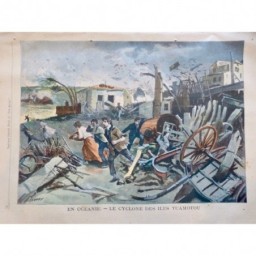 1903 PP CYCLONE DEVASTATION POPULATION FUITE PECHEUR ILES TUAMOTOU OCEANIE