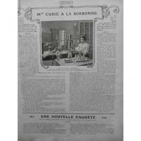 1906 F MME CURIE SORBONNE LABORATOIRE COURS PHYSIQUE RADIOACTIVITE EXPERIENCE