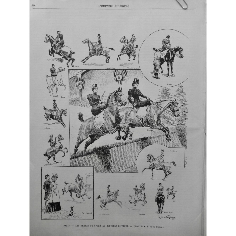 1894 UI CONCOURS HIPPIQUE FEMME SPORT CHEVAL AMAZONE SAUT OBSTACLE NEZIERE