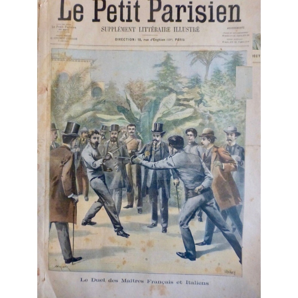 1903 PP ESCRIME EPEE FLEURET DUEL MAITRES FRANCAIS ITALIEN