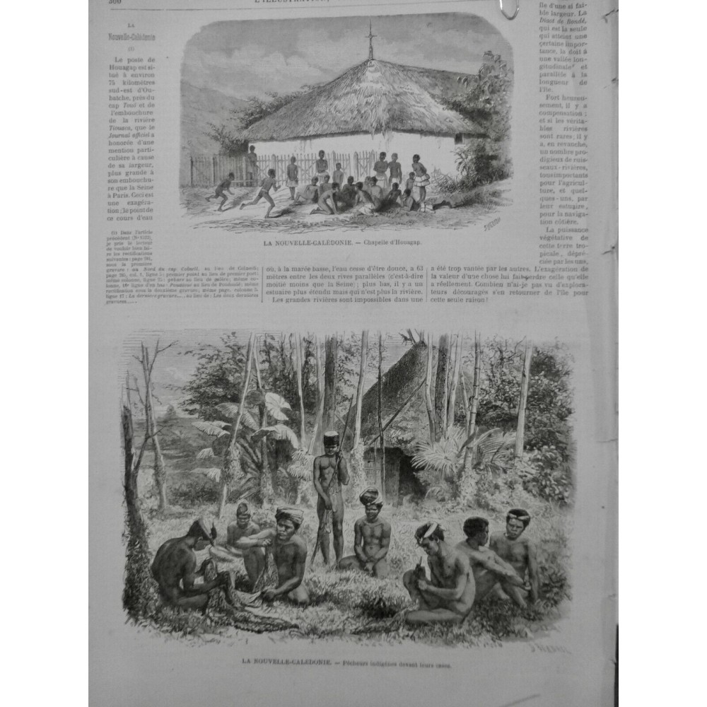 1872 I NOUVELLE CALEDONIE CHAPELLE HOUAGAP RIVIERE ESTUAIRE PECHEUR INDIGENE CAS