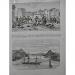 1872 I NOUVELLE CALEDONIE GITES AURIFERES BOUCHES DIAHOT BATEAU VOILE