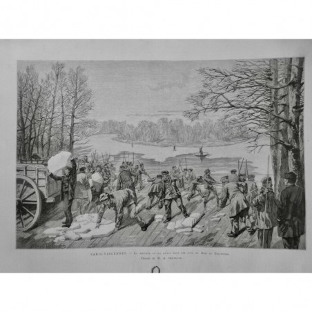 1887 MI PARIS VINCENNES HIVER RECOLTE GLACE LAC BOIS BOULOGNE