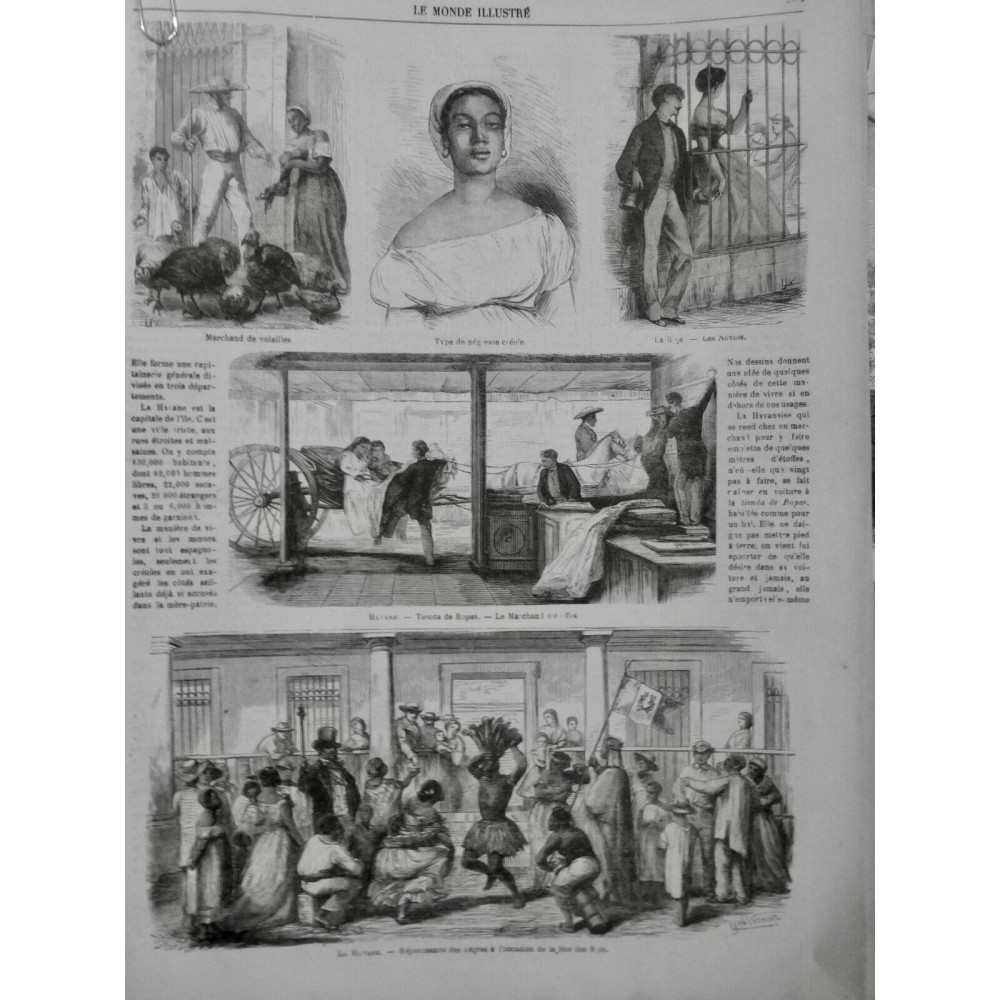 1868 MI LA HAVANE TIENDA ROPAS ETOFFE DANSE INDIGENE FETE ROIS