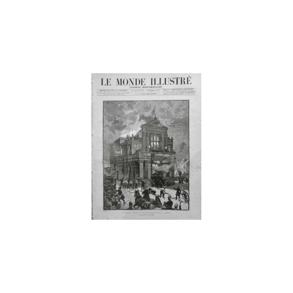 1887 MI ANGLETERRE INCENDIE THEATRE EXETER DEVONSHIRE FEU FLAMME POMPIER SECOURS