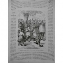 1865 MUSICIENS AMBULANTS ENFANT ORCHESTRE VIOLON ST CLOUD 2 JOURNAUX