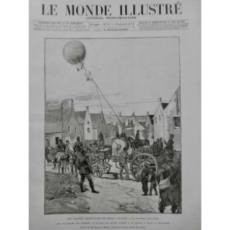 1890 MI ARMEE GUERRE BALLON CPTIF TRUIL VOITURE MANOEUVRES AEROSTATIER