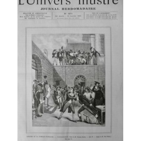 1891 UI THEATRE COMEDIE FRANCAISE "THERMIDOR" DRAME SARDOU DESSIN DESTEZ