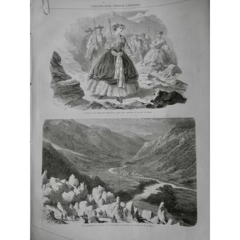 1860 I IMPERATRICE EMPEREUR EXPEDITION SAVOIE MER GLACE COSTUME VALLEE CHAMONIX