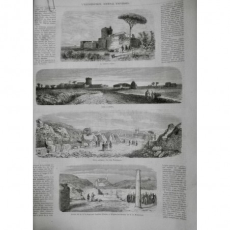 1860 I CHATEAU OSTIE TOMBEAUX SEXTUS PAPE VISITE FOUILLES PORTE ROMAINE NAVALIA