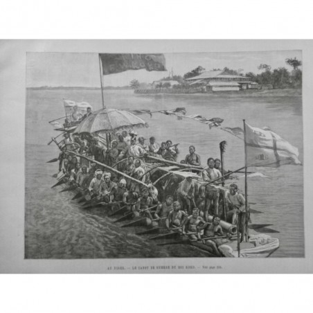 1895 UI NIGER CANOT GUERRE ROI KOKO DRAPEAU OMBRELLE