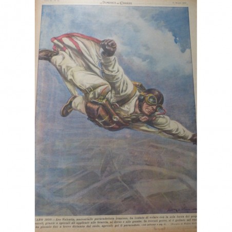 1950 DC AVIATION PARACHUTISTE FRANCAIS SAUT AVION PARACHUTE VENT VOL