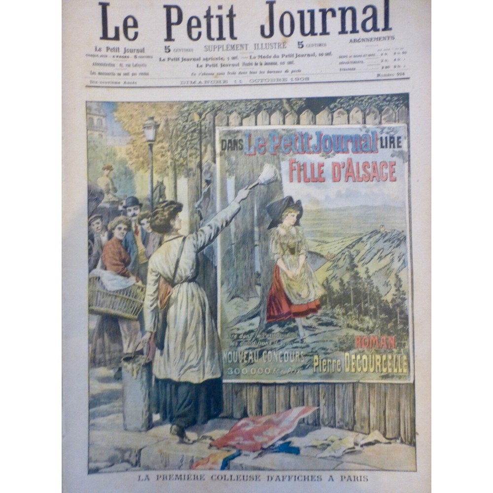 1908 PJ COLLEUSE AFFICHE PARIS FEMME PINCEAU COLLE