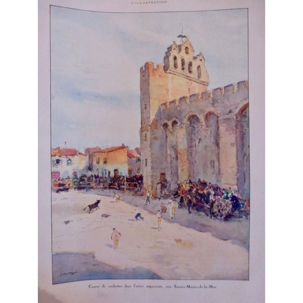 1927 I SAINTES MARIES MER CAMARGUE COURSE VACHETTE ARENE CATHEDRALE