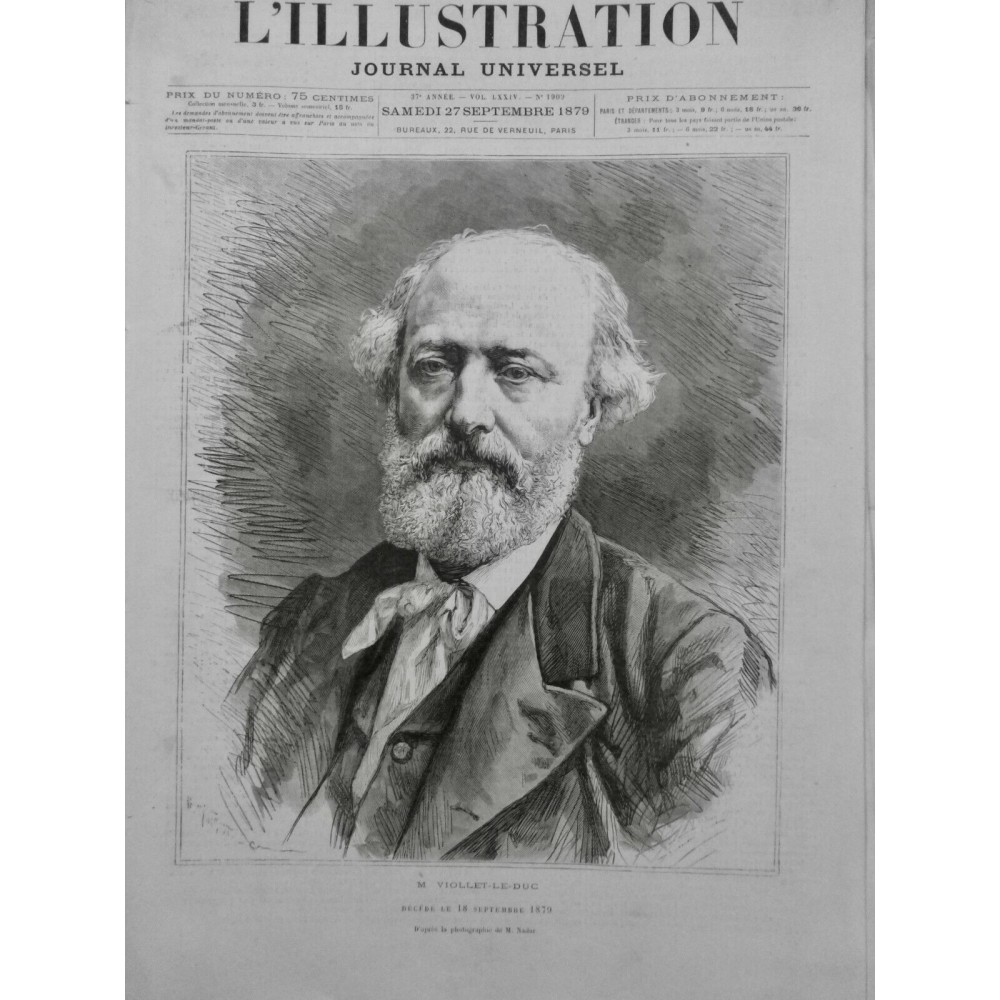 1879 PIERREFONDS VIOLLET LE DUC PORTRAIT CHATEAU EMPEREUR AUTRICHE 5 JOURNAUX