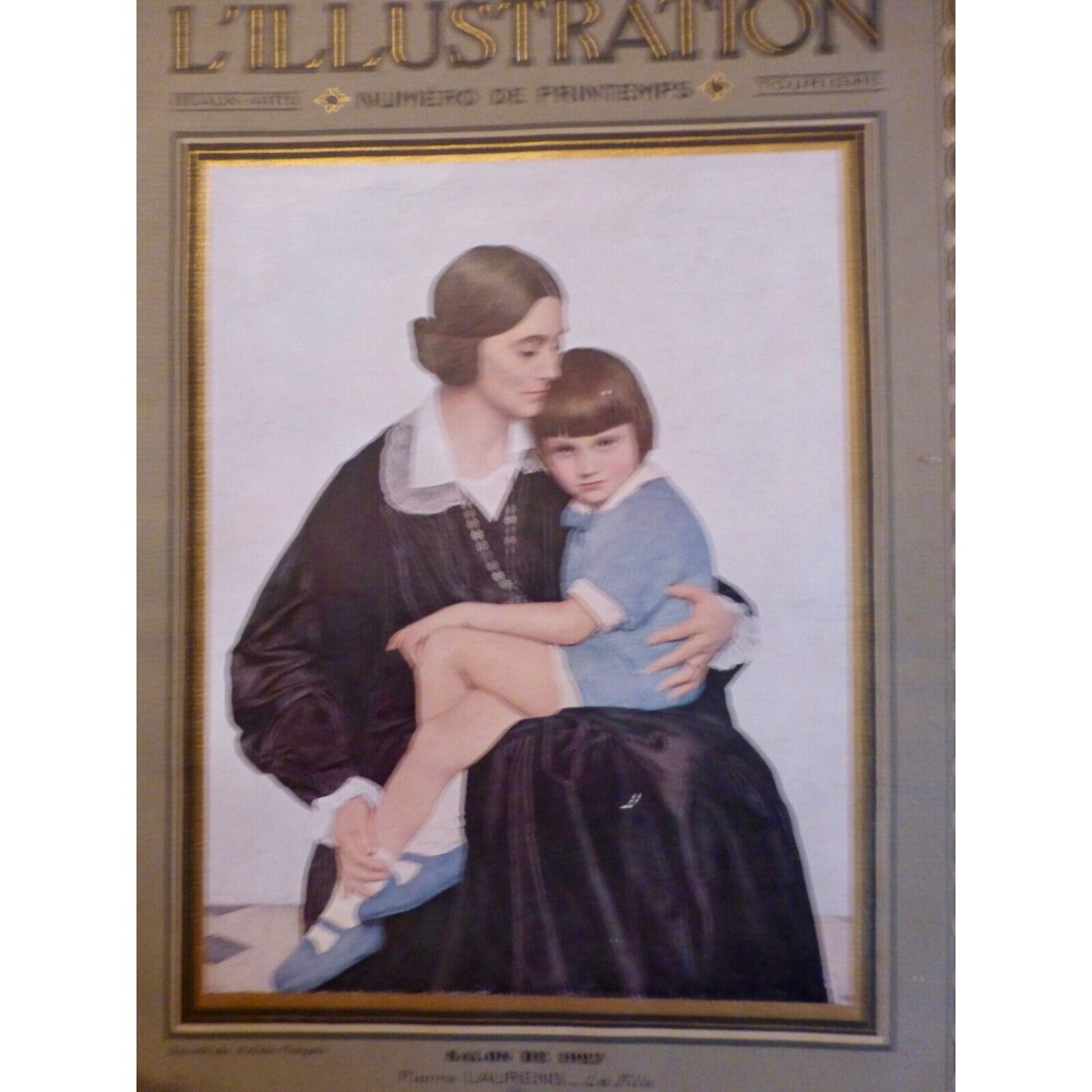 1927 I SALON PEINTRE TABLEAU PIERRE LAURENS LE FILS BRAS ASSIS GENOUX MERE