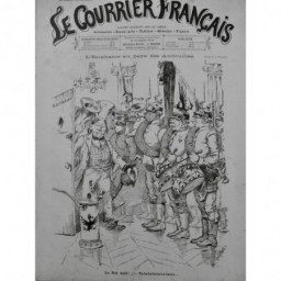 1886 LE ROI BOIT FESTIN CONVIVE CHANSON TROMPETTE TAMBOUR FETE ROIS 3 JOURNAUX