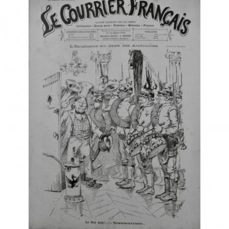 1886 LE ROI BOIT FESTIN CONVIVE CHANSON TROMPETTE TAMBOUR FETE ROIS 3 JOURNAUX