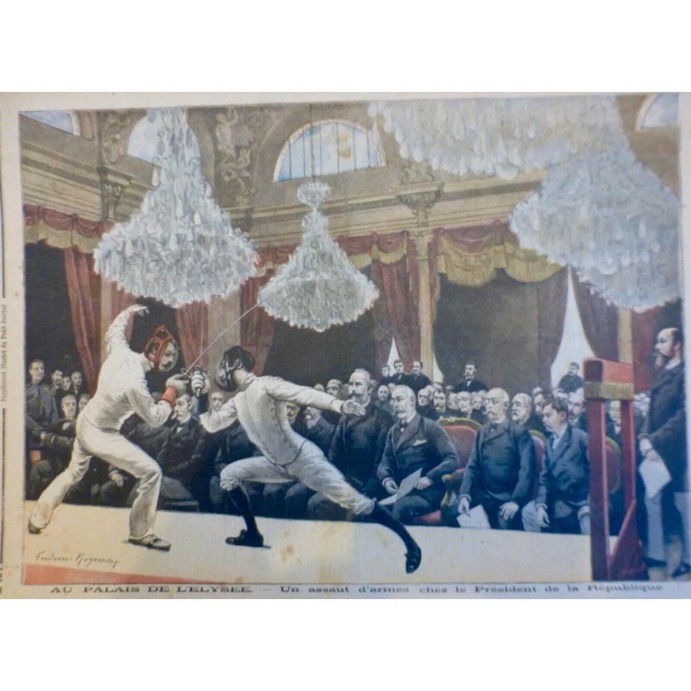 1895 PJ DUEL EPEE FLEURET PALAIS ELYSEE ASSAUT PRESIDENT REPUBLIQUE