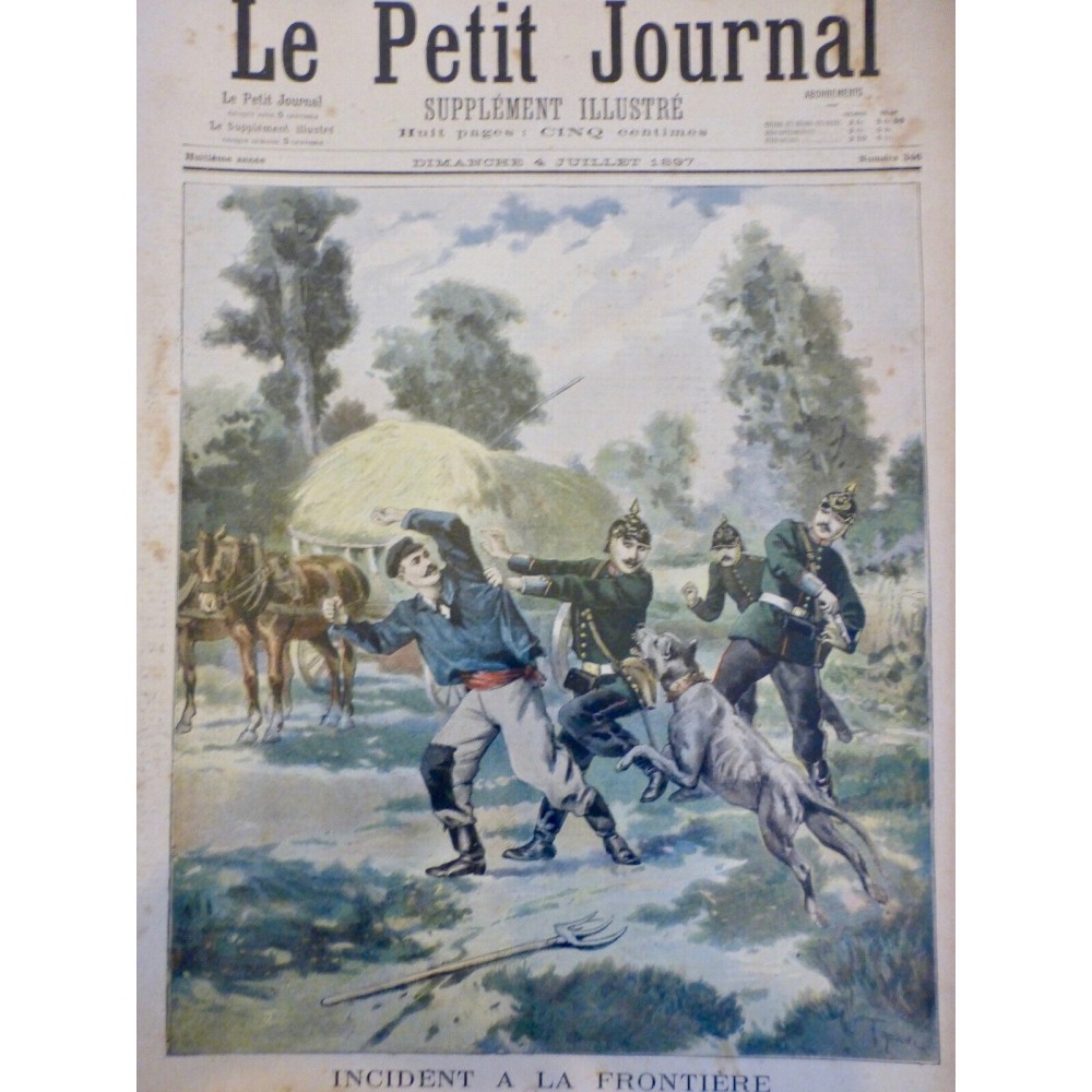 1897 PJ FRONTIERE ALLEMANDE GENDARME REVOLVER COUP FEU HOMME SOL FRANCAIS