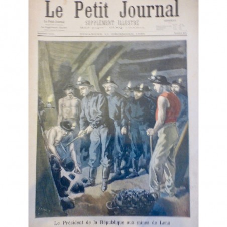 1898 PJ MINES LENS MINEURS VISITE PRESIDENT REPUBLIQUE GALERIE LAMPE FRONTALE