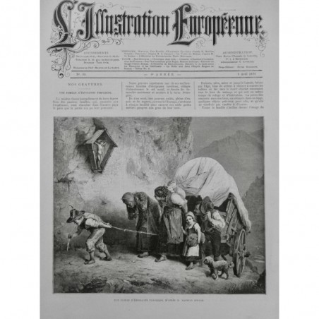 1879 EMIGRANT FAMILLE TYROLIEN EXODE CHARIOT PETITE FILLE BALUCHON 4JOURNAUX