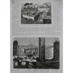 1869 UI POMPEI FOUILLES RUINE COLONNE PIERRE HERCULANUM CENDRE LAVE VESUVE