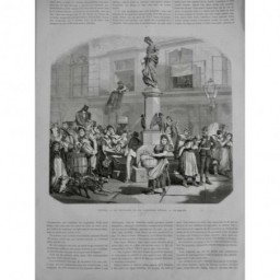 1869 UI VIENNE FONTAINE EAU GARDEUSE OIE STATUE PLACE EAU BOUTEILLE TONNEAU