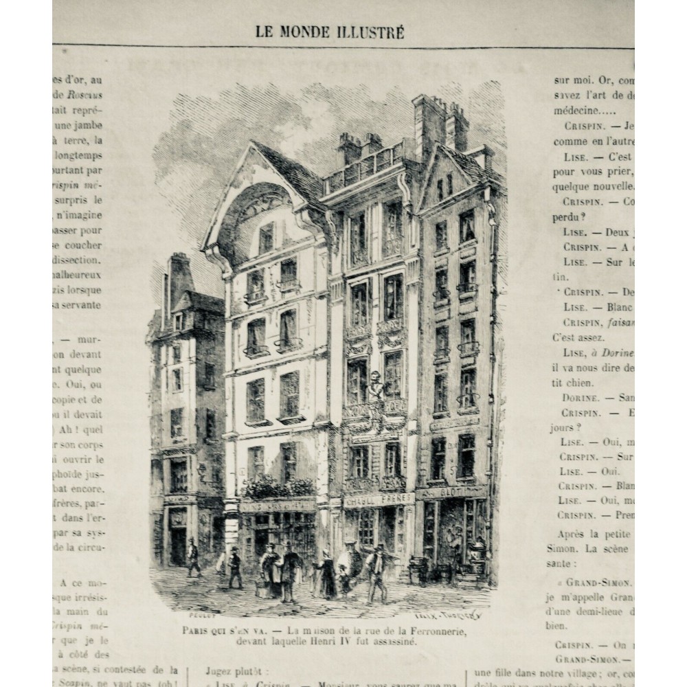 1866 MI PARIS FERRONNERIE MAISON ASSASSINAT HENRI IV