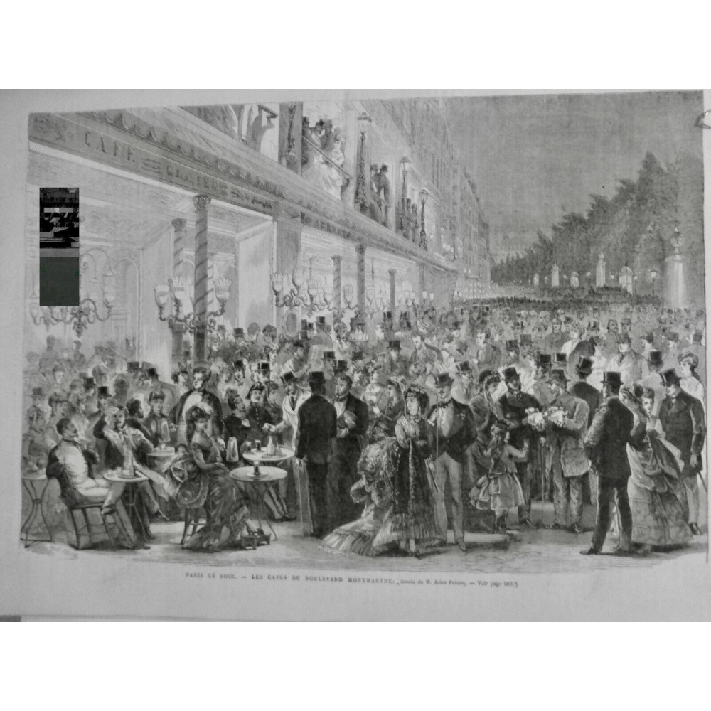 1869 UI PARIS MONTMARTRE CAFES SOIREE TABLE VERRE NOCTAMBULE CAFETIER PELCOQ