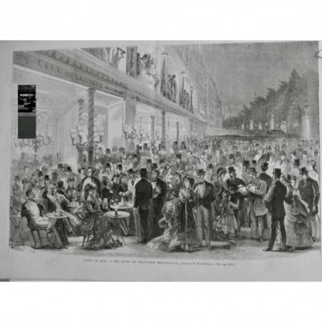 1869 UI PARIS MONTMARTRE CAFES SOIREE TABLE VERRE NOCTAMBULE CAFETIER PELCOQ